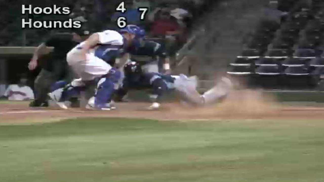 Colin Walsh makes a great throw for the RockHounds