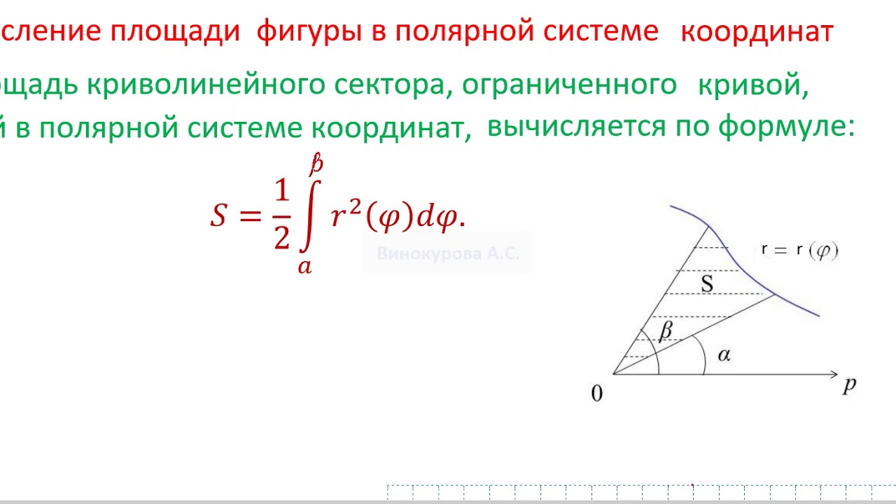 Площадь через полярные координаты