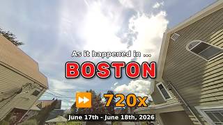 ⏩ Daily Time Lapse of the Boston Weather 180° 4k Sky Cam June 17th - 18th 2026 (720x) [Beta]