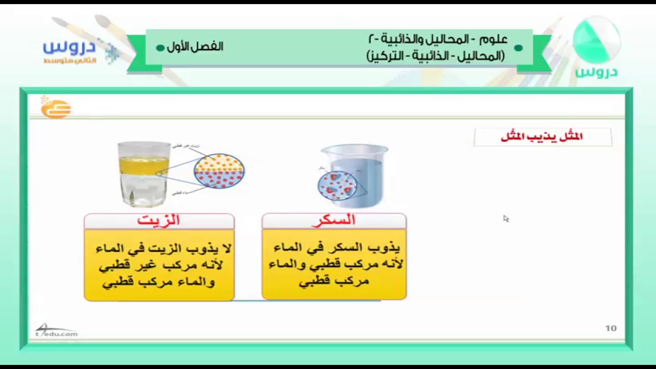 يعد الماء مذيبًا عامًا للعديد من المواد.