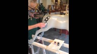 Sam is showing you how to dapple a Rocking Horse at The Rocking Horse Shop in Fangfoss York.