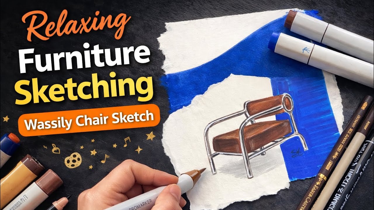 Relaxing Chair Sketching Process | Modern Furniture Drawing (No Talking)