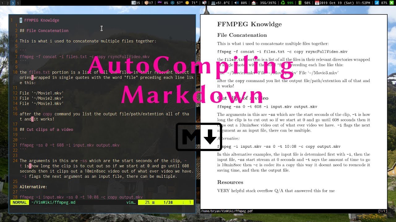 Markdown Document Autocompilation on Arch Linux - YouTube