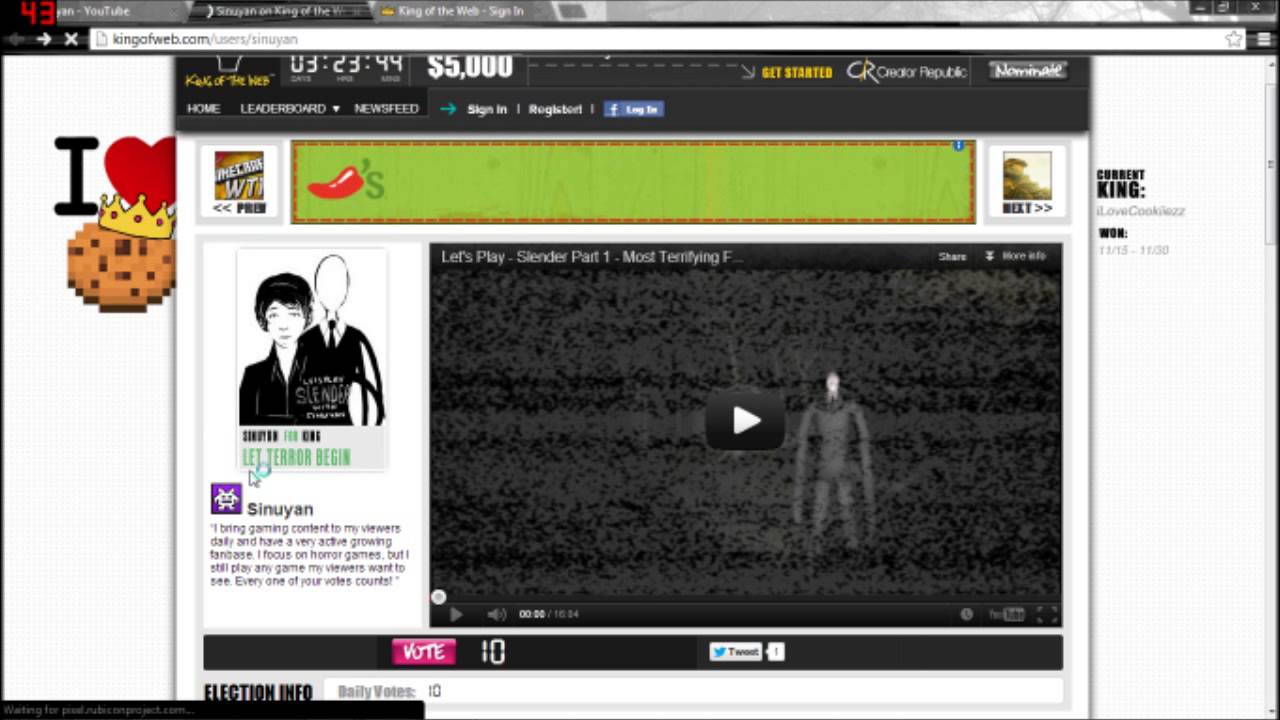 Sinuyan for Gaming King of the Web!