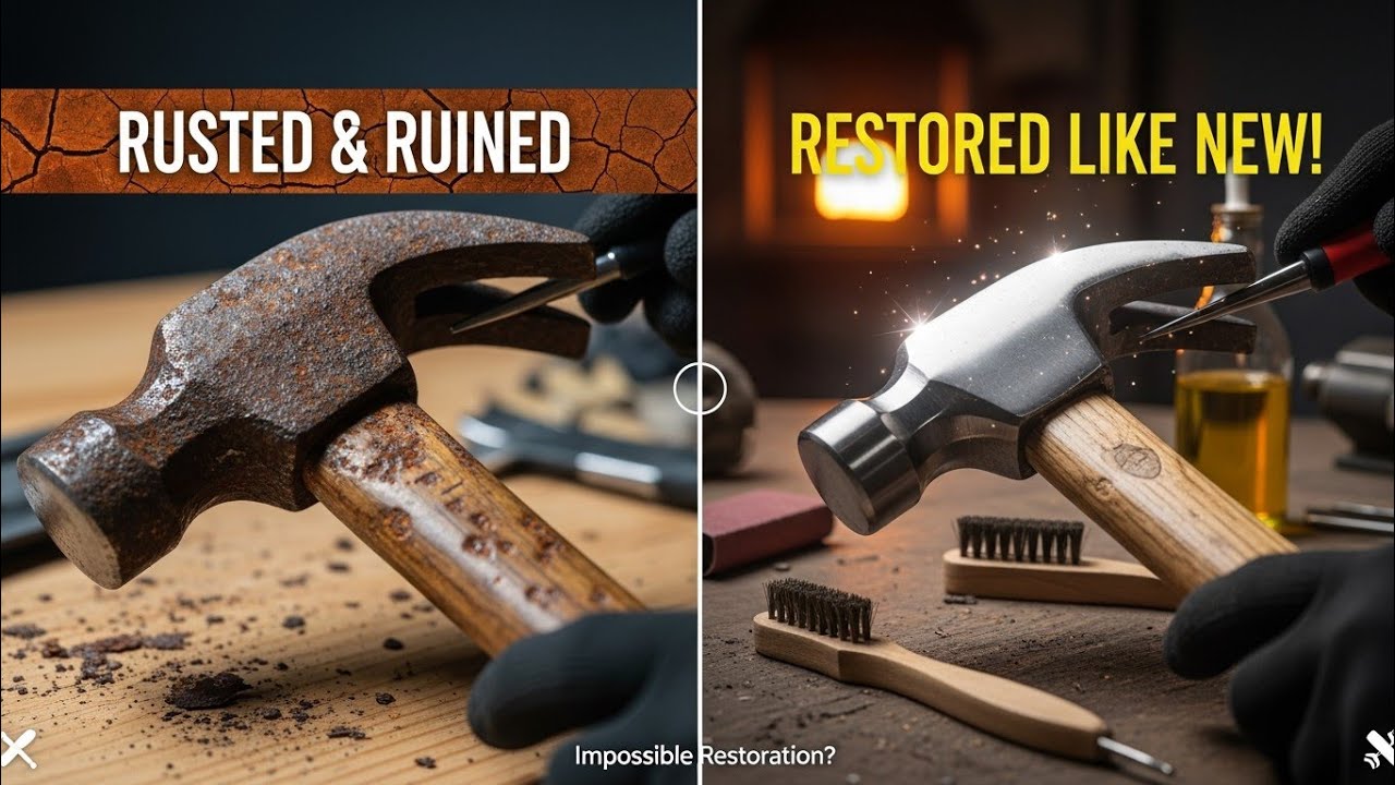 Extreme Rust Removal | Old Hammer Restoration ASMR 