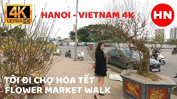 [4k] Tôi đi chợ hoa tết: Bạt ngàn đào, mai siêu đẹp tại chợ hoa xuân Hà Nội Việt Nam 2022