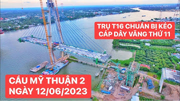 Bốn ụ neo đã lắp đặt vào vị trí chuẩn bị kéo cáp số 11, trụ T16 Cầu Mỹ Thuận 2 thi công khối dầm K11
