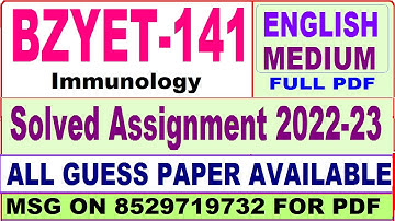 bzyet 141 solved assignment 2022-23 / bzyet 141 solved assignment 2023 English / ignou bscg solved