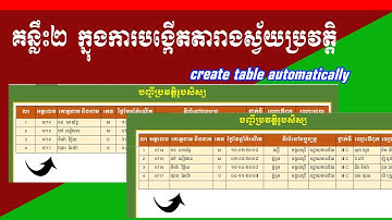 គន្លឹះក្នុងការបង្កើតតារាងដោយស្វ័យប្រវត្តិ | Create table automatically in excel | រៀន Excel