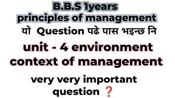 pom important question - unit 4  environment context of management