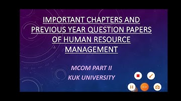 Important chapters & Previous yr Question Papers of Human Resource Management #kuk #yt #trending #hr