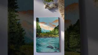 Sunset scene pahalgam kashmir sunset acrylic painting edit tutorial beginners art reels