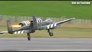 A10 Warthog catches fire on takeoff (huge RC model plane)