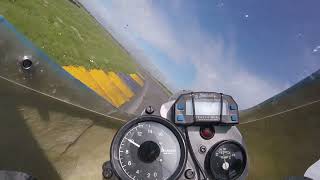 Honda VFR400 NC30 race bike onboard at Anglesey costal circuit wet and dry laps