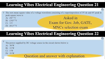 Gate question and answer | power supplied by voltage source | RMS voltage of two waveform | mruduraj