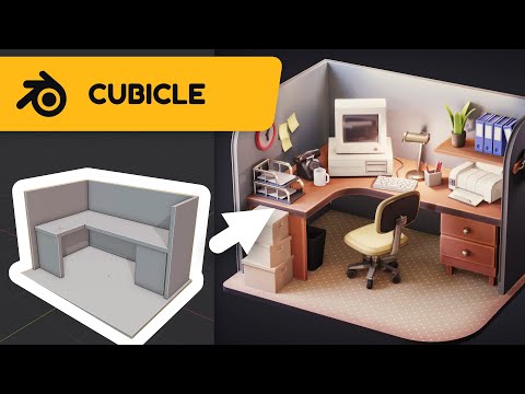 Cubicle in Blender and Substance Painter - 3D Modeling Timelapse