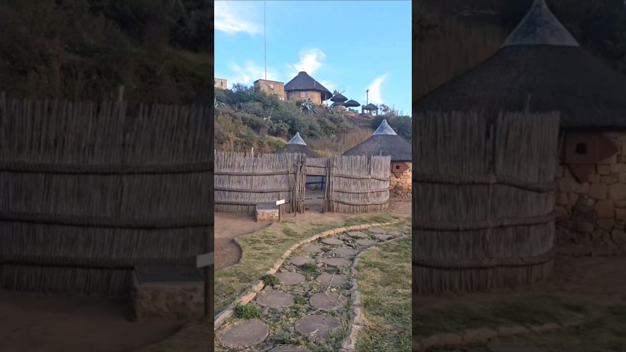 Traditional Basotho Houses at Sunset, Thaba Bosiu Cultural Village, Lesotho 
