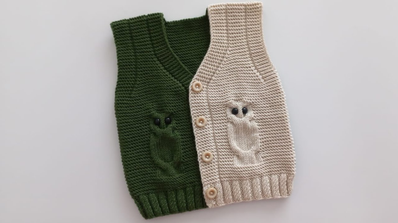 Baykuşlu Bebek Yeleği/Haroşa Bebek Yeleği/Örgü Modelleri