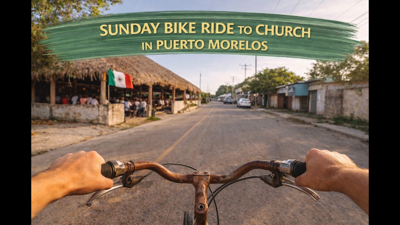 Sunday Bike Ride to Church in Puerto Morelos | Quick Stop at a Tienda | Natural Sound