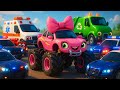 Storm Trouble! 🌪️💖 Pink Monster Truck Needs Help | Police & Ambulance Rescue 🚓🚑💨 | Tales on Wheels