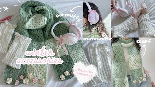 how to crochet cute earmuffs, leg warmers, & scarf (beginner-friendly!)