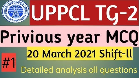 UPPCL TG2 previous year Paper l 20 March 2021 shift-2 l Detailed solution #Exam_solution
