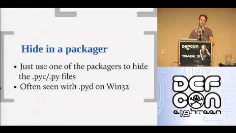 DEFCON 18: pyREtic: In memory Reverse Engineering for Obfuscated Python Bytecode 2/3
