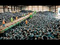 كيف تتم إعادة تدوير 500 ألف إطار يومي ا وتحويلها إلى طوب مطاطي مشاهد مذهلة