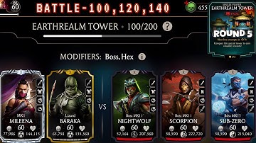 Fatal Earthrealm Tower Boss Battle 100, 120 & 140 Fight + Reward MK Mobile