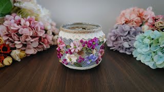 Upcycled Old Jar - Glass Jar Recycling Idea - Floral Embroidered Lantern