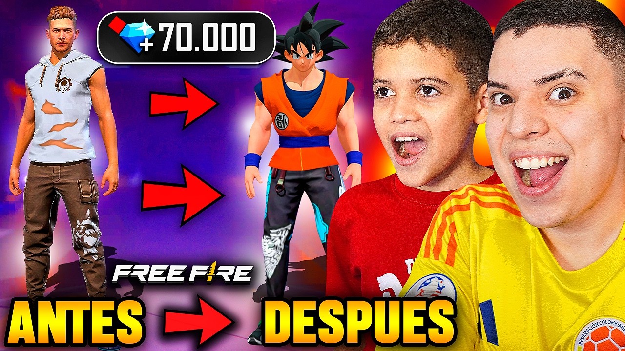 MI SOBRINO DE 10 AÑOS PASO DE POBRE A MILLONARIO EN FREE FIRE CON ESTE REGALO QUE LE HICE! 😭100.000💎