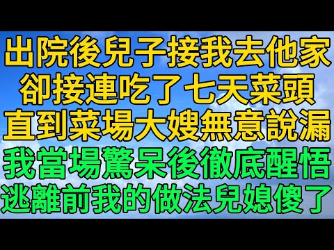 出院後兒子接我去他家，卻接連吃了七天菜頭，直到菜場大嫂無意說漏，我當場驚呆後徹底醒悟，逃離前我的做法兒媳傻了 | 柳梦微语