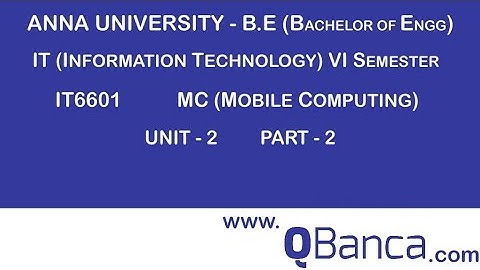 QBanca | Anna University-2013 R | IT DEPT(6TH SEM) | IT6601- MOBILE COMPUTING |  Unit 2 | Part-2