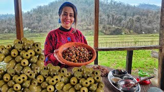 Olive &amp; walnuts with pomegranate molasses| Persian marinated olives |(zeytoon parvardeh)