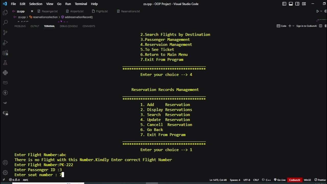 OOP Class Project, Flight Booking System Project Demo - YouTube