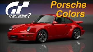 Showing the different used and legendary Porsche colors in GT7
