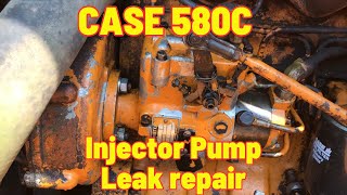CASE580C INJECTOR PUMP LEAK REPAIR TUTORIAL, ONE ORING REPLACED WITHOUT REMOVING THE PUMP
