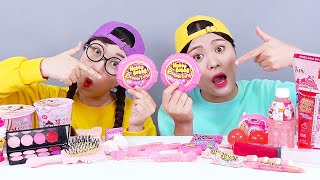 Pembe Tatlı Balonlu Sakız Çikolata Mukbang DONA