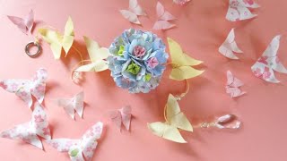折り紙】簡単くすだま！吊るし飾り【Easy origami】 Kusudama