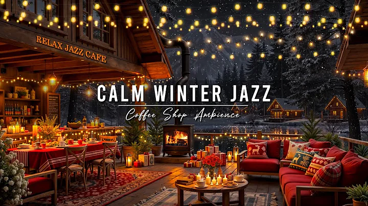 Calm Winter Night with Warm Jazz Music ⛄ Cozy Coffee Shop Ambience & Relaxing Jazz Background Music