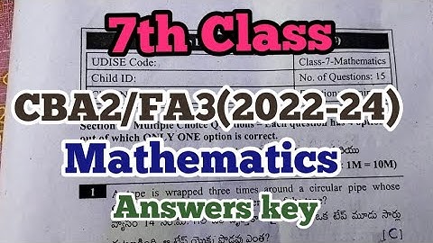 CBA2/FA3(2023-24)/7 th Class maths/Question paper and Answers key 🗝️ Fully explained