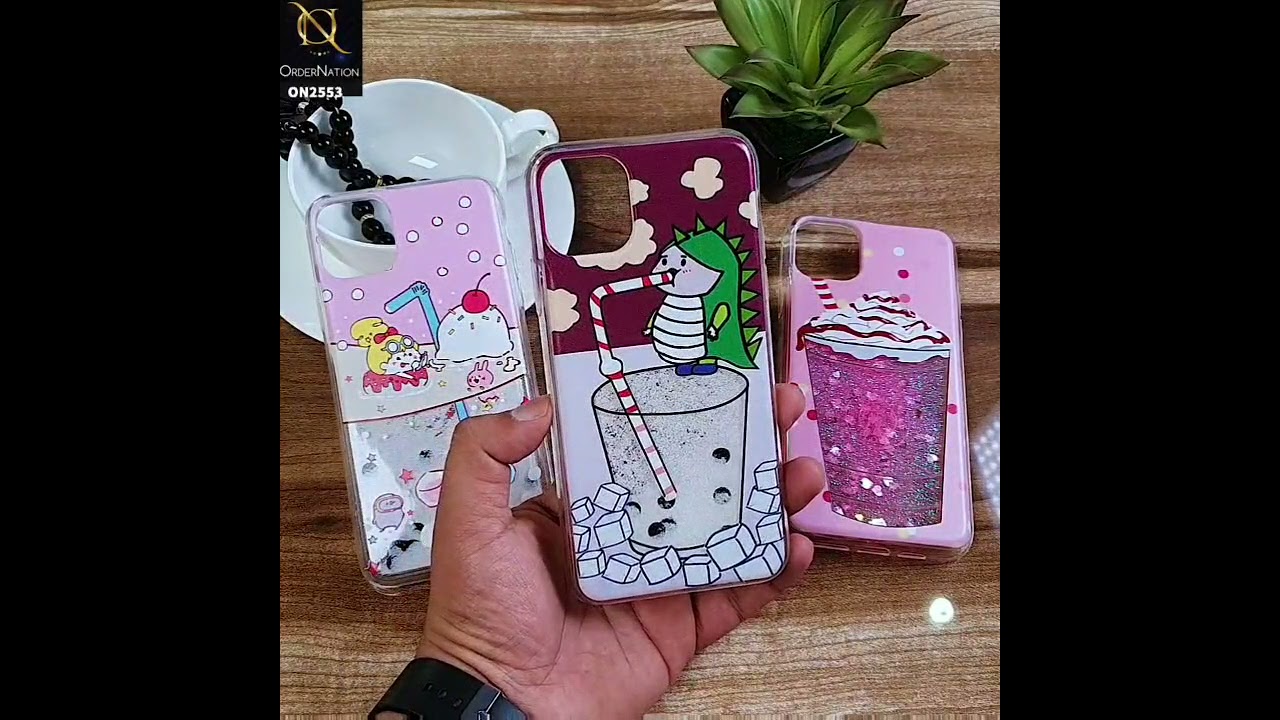 Oppo A9 2020 Cover - Design 4 - New Stylish Ice Cream Shake 3D Moving Liquid Glitter Case