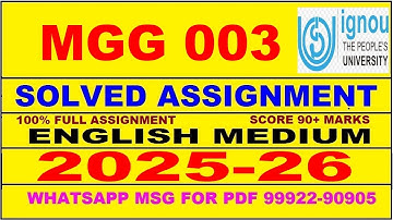 MGG 003 solved assignment 2025-26 in English || mgg 003 solved assignment 2026 || mgg3 2025-26