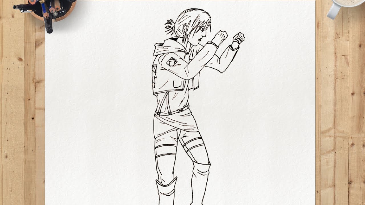 How to Draw Annie leonhart from Attack on Titan, Drawing Female Titan Annie, Muay Thai Fighting Pose