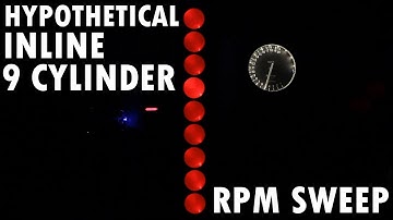 Theoretical Inline 9 cylinder engine audiovisual demonstration - RPM sweep