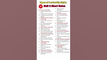 Types of Leadership Styles. #leadership #ugcnetmanagement #management #ugcnet #shortnotes #shorts