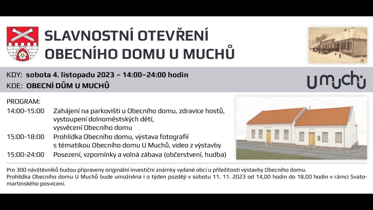 Slavnostní otevření obecního domu U MUCHŮ (Dolní Město)