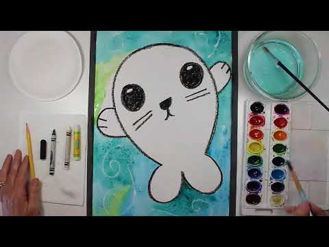 How to Draw and Paint a BABY SEAL Step-By-Step for Beginners Timelapse