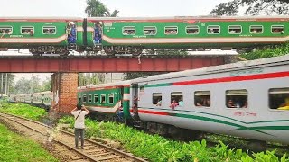 উপর ও নিচ দিয়ে যখন ট্রেন চলাচল করে || Tista & Mohongonj Trains Travel Up And Down At The Same Time