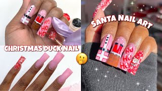 SANTA CHRISTMAS ACRYLIC DUCK NAILS! | EASY CHRISTMAS NAIL ART | KIARA SKY ACRYLIC SWATCHES